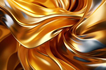 Abstract background design with golden color Wave, fluid background design, Generative AI