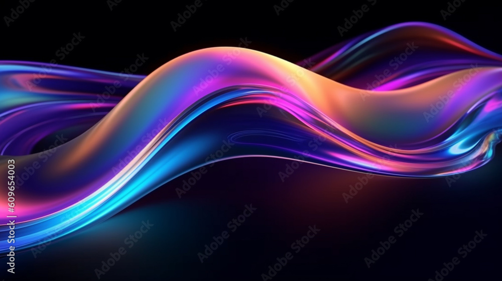 Aufkleber abstract fluid flowing wave on dark background. gradient abstract background design, generative ai