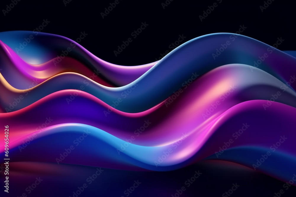 Aufkleber abstract fluid flowing wave on dark background. gradient abstract background design, generative ai