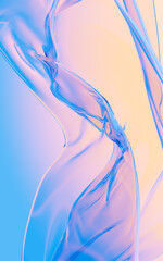 Abstract flowing transparent glass background, 3d rendering.