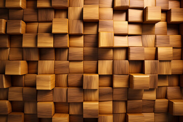Wooden pattern panel with wooden background, a wooden wall with a pattern of squares, Generative AI
