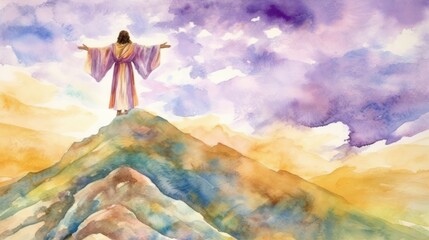 Jesus on top of a hill