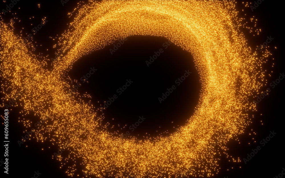 Poster abstract glowing particles, 3d rendering.