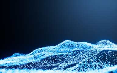 Abstract glowing particles, 3d rendering.