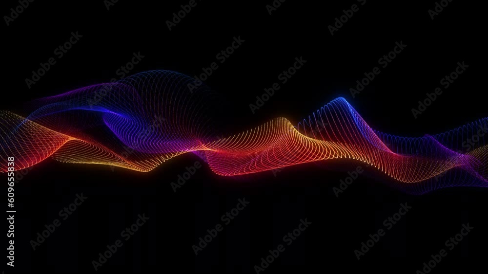 Poster 4k waves lines. neon particles. wavy background. glowing lines. abstract pattern. motion design. 60f
