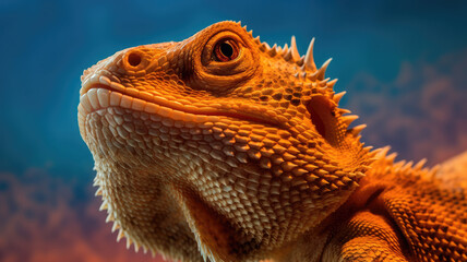 bearded dragon in detailed portrait view created with Generative AI technology