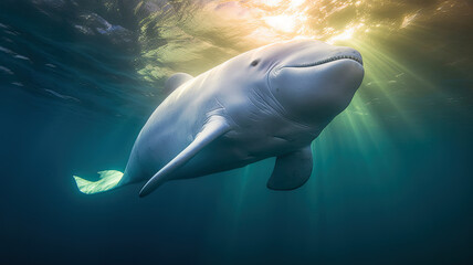 beluga whale in the ocean created with Generative AI technology