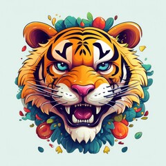 Fototapeta premium Adorable Cartoon Tiger Cub Cutout Artwork