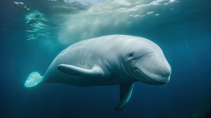 beluga whale in the ocean created with Generative AI technology