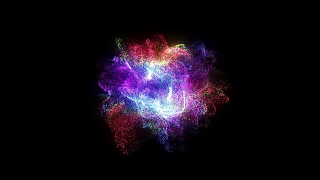 3d Sphere abstract. Swirls pattern. Dotted lines. Neon glow particles. 4k 60fps. Motion design. Isolated on black. Seamless loop. Colorful effect.