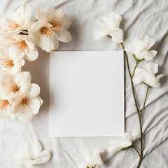Fototapeta na wymiar Natural Elegance: DIY Paper Mock-Ups with Floral Frame for Weddings, Showers, and Special Events