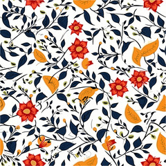 colorful floral seamless pattern with white background. Daisy floral pattern.