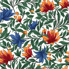 colorful floral seamless pattern with white background. Daisy floral pattern.