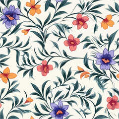 colorful floral seamless pattern with white background. Daisy floral pattern.