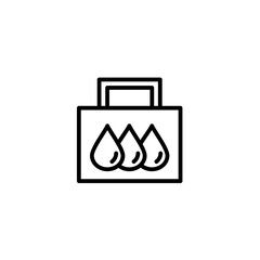 Bag with water energy. Vector line icon black and white with green eco energy theme