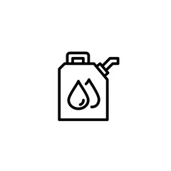 Oil can with water energy power. Vector line icon black and white with green eco energy theme