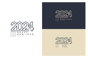 Year 2024 numbered lines for a choice of several background colors. 2024 new year celebration.