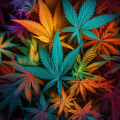Colorful Marijuana Leaves