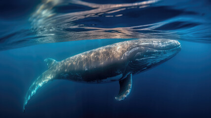 Fototapeta premium blue whale created with Generative AI technology