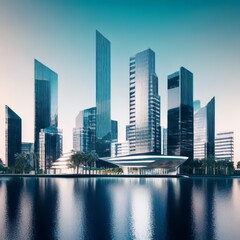 Fototapeta na wymiar high-tech urban landscape with glass and metal buildings