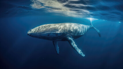blue whale created with Generative AI technology