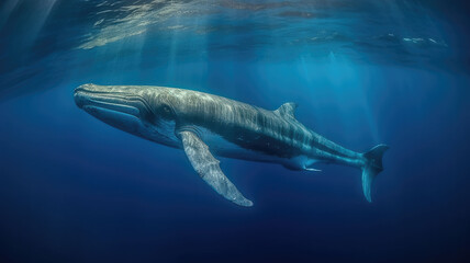 Fototapeta premium blue whale created with Generative AI technology