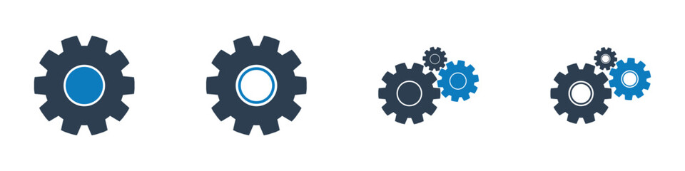 Settings Icon Set. Collection of Gear, Cog, Wheel, and More Icons. Editable Flat Vector Illustration.
