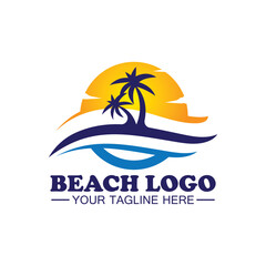 Fototapeta na wymiar Beach logo design Vector template
