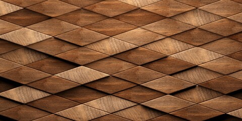 Close up of randomly offset shifted stretched rhomb wooden cubes or blocks surface background texture, empty floor or wall hardwood wallpaper