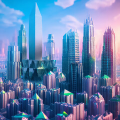Obraz premium Towering skyscrapers forming an impressive modern city skyline,modern and futuristic city