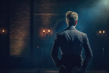 Back View of a Businessperson Engaged in Strategic Thinking