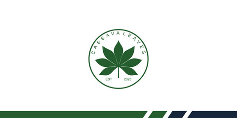 Simple cassava leaves logo design with unique concept | premium vector
