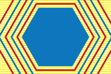 Primary colors background, blue, red, and yellow with hexagonal shape, straight line. Vector illustration.