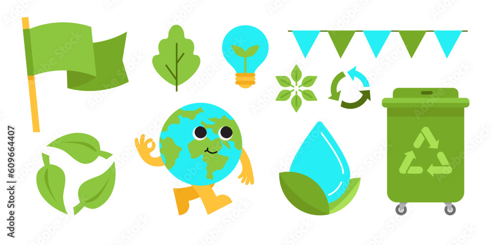 Poster Vector logo design template with copy space for text - design elements and shapes for organic, eco and bio package, flat simple illustrations, ecology concepts