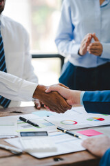 business handshake concept Portrait of two colleagues holding hands A successful deal after a good meeting.