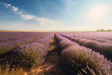 lavender field in soft rays of light