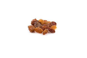 Sweet raisins on white