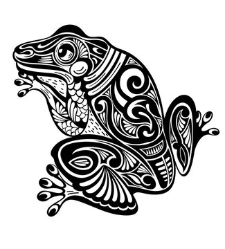 Vector illustration of a frog. Frog symbo. Vector tattoo design