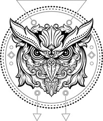 owl head outline sacred geometry