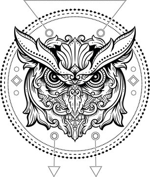 owl head outline sacred geometry