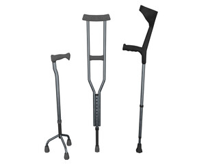 3d rendering orthopedic crutches, medicine concept