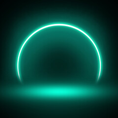 green mint semicircle line light neon background studio