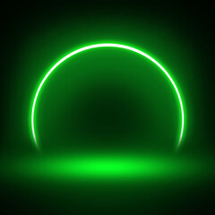 green semicircle line light neon background studio