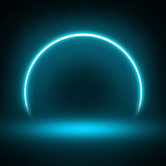 blue semicircle line light neon background studio