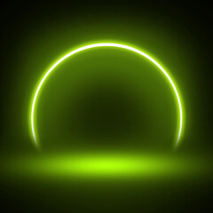 green lemon semicircle line light neon background studio