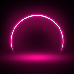 pink semicircle line light neon background studio