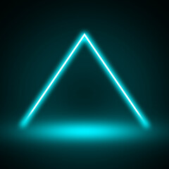 blue triangle line light neon background studio