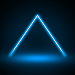 blue triangle line light neon background studio