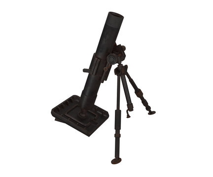 3d rendering mortar weapon, military concept