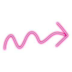 Neon arrow shape png. Glowing pink arrow on transparent background.